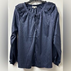 Easel Midnight Blue Pleated Blouse